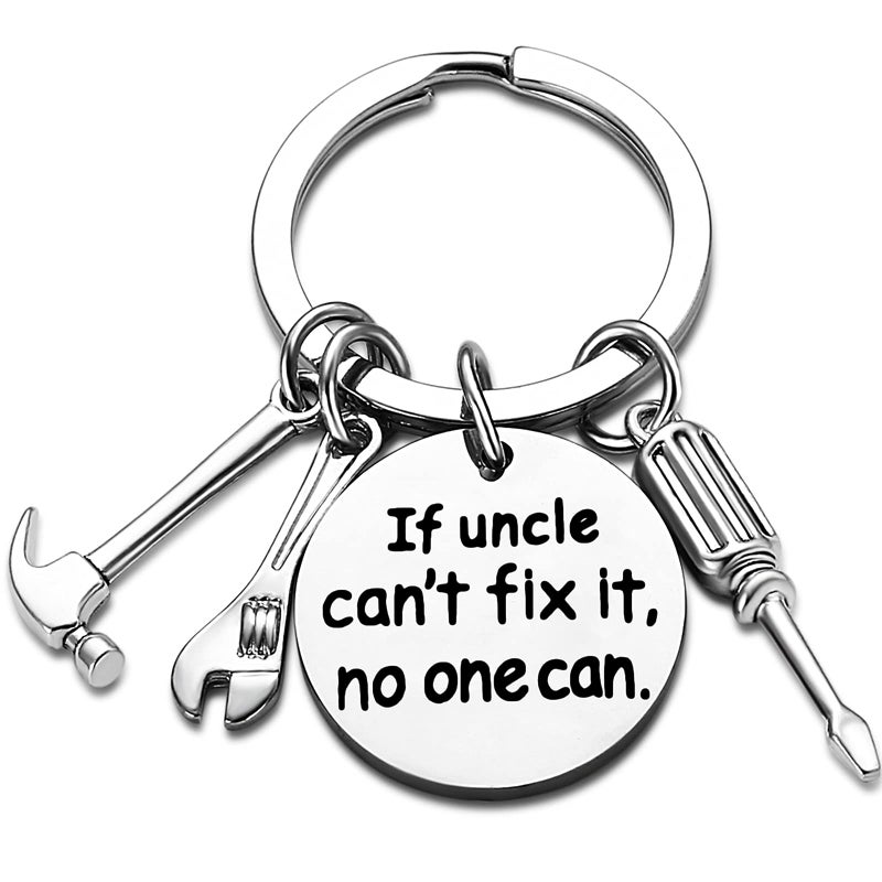 Nimteve Uncle Gifts Funny Uncle Keychain Birthday Gift for Uncle Key Chain Uncle Keyring Fathers Day Uncle Gift (If uncle can't fix it, no one can) - Image 1